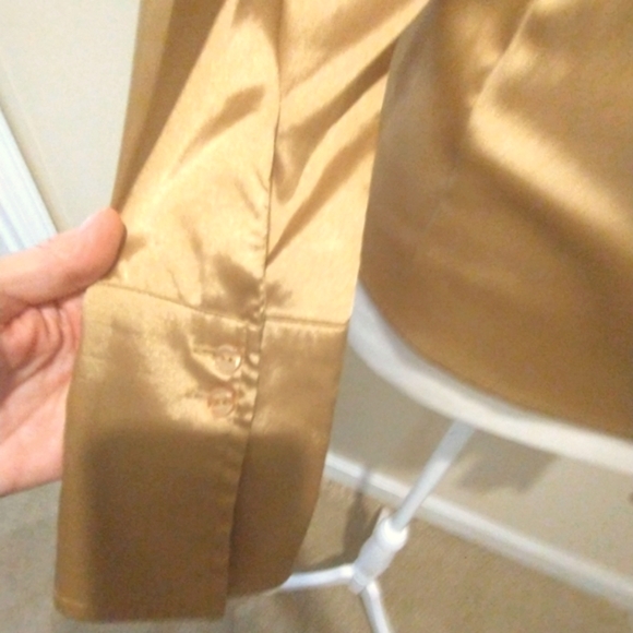 Vintage INC International Concepts Shimmery Gold Fitted Wrap Blouse - Picture 4 of 11